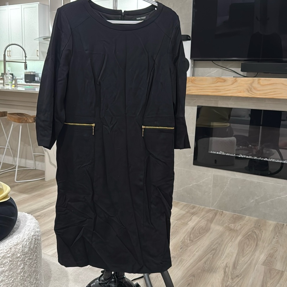 Nine W. black dress with gold zippers size 12